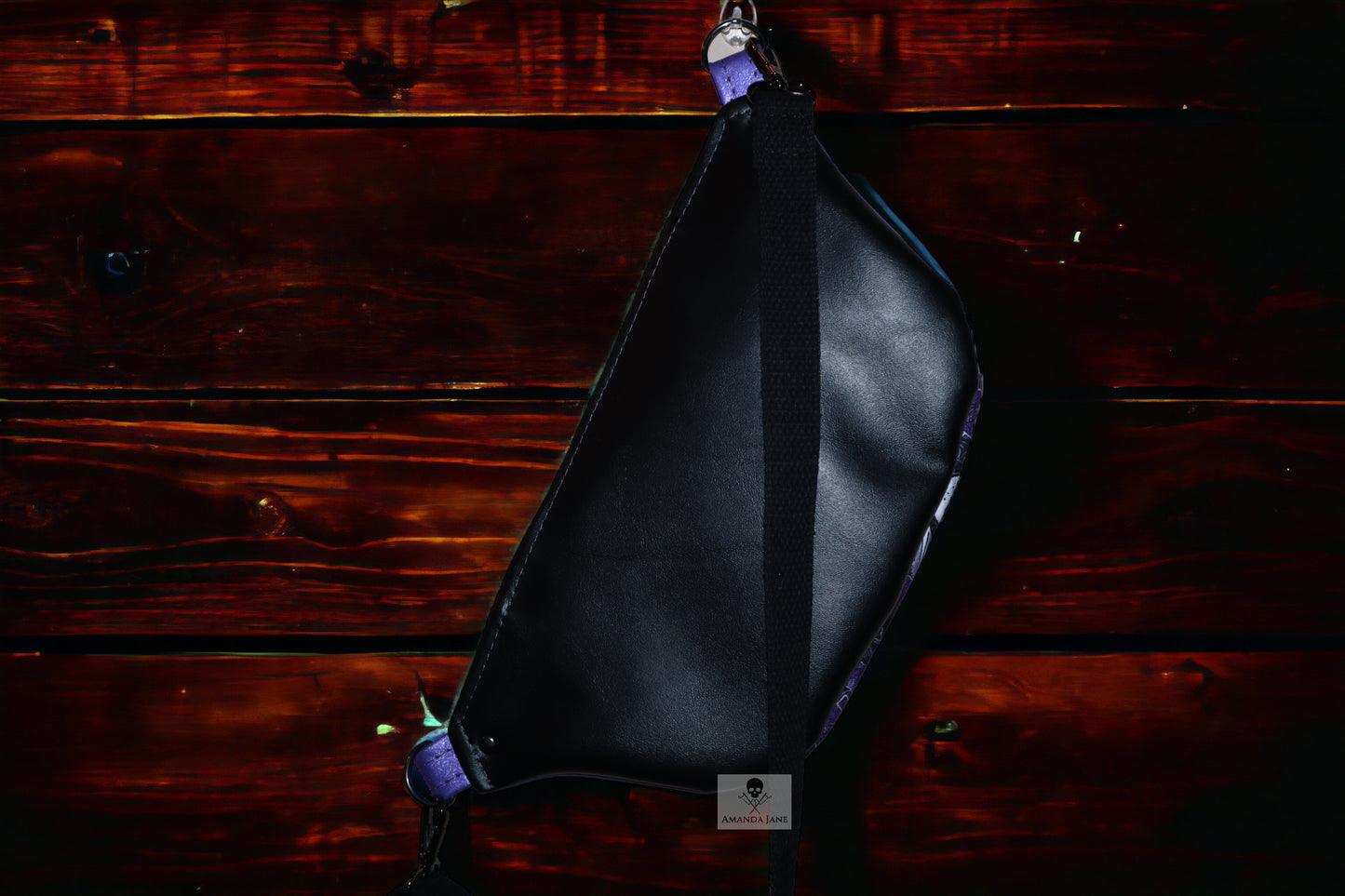 Handcrafted fanny pack bum bag sling purple alt goth girl