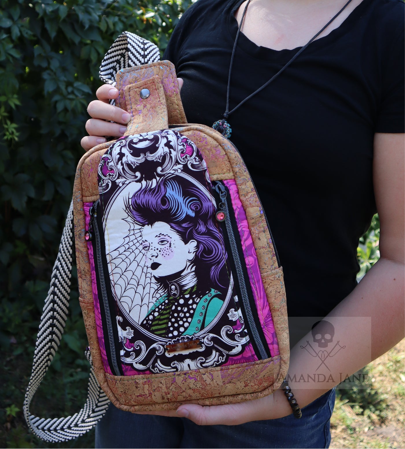 Handcrafted purse backpack shoulder sling Tula Pink