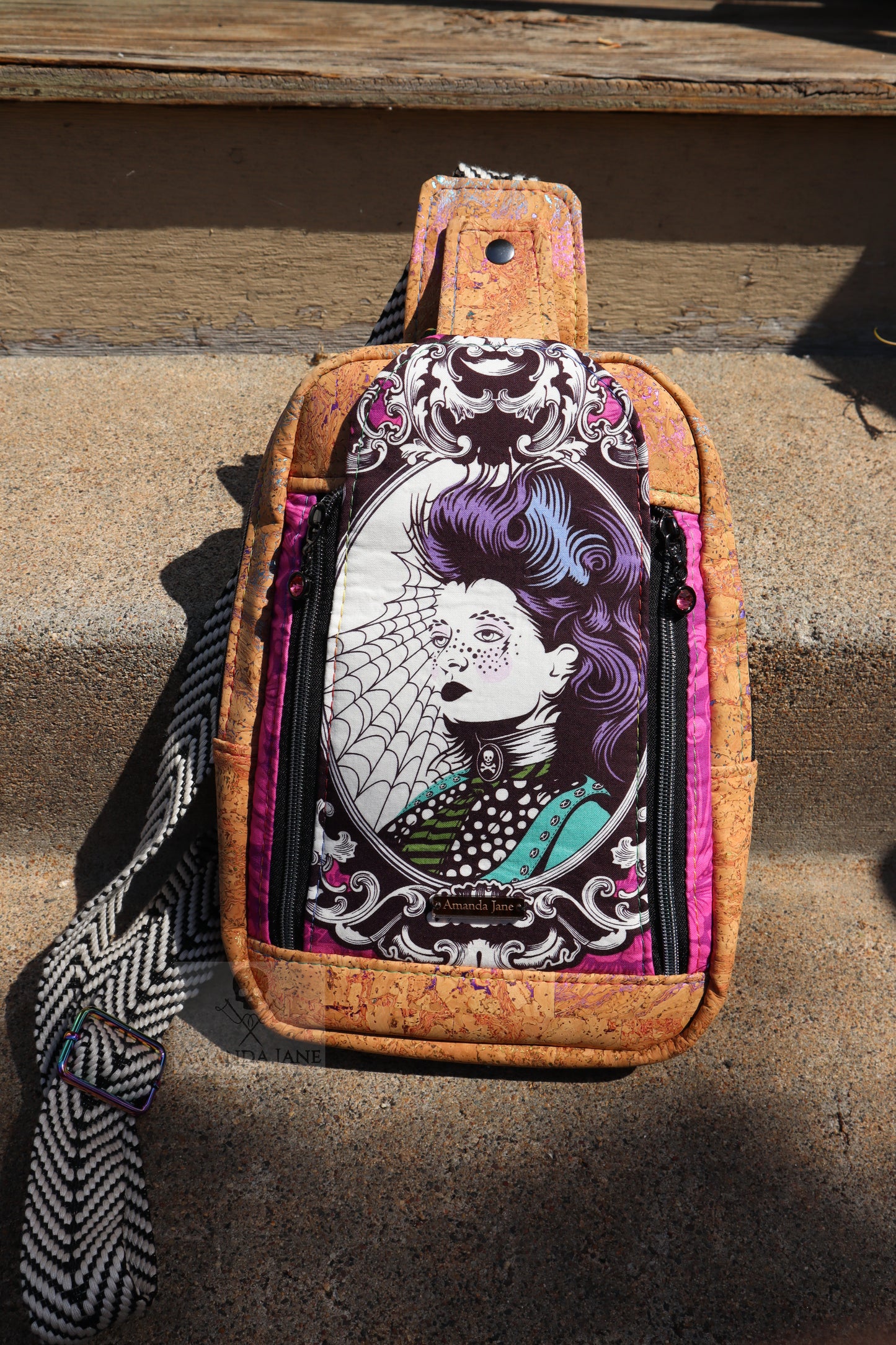 Handcrafted purse backpack shoulder sling Tula Pink