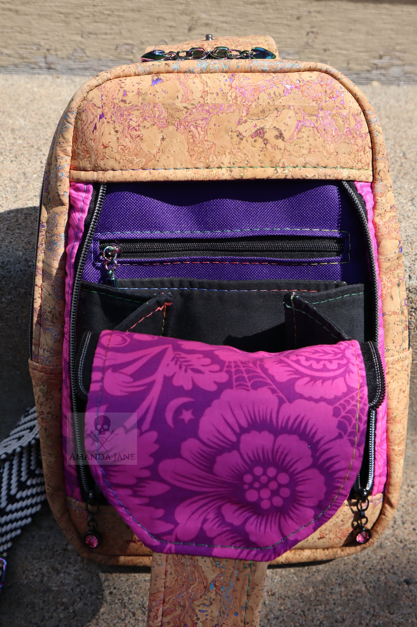 Handcrafted purse backpack shoulder sling Tula Pink