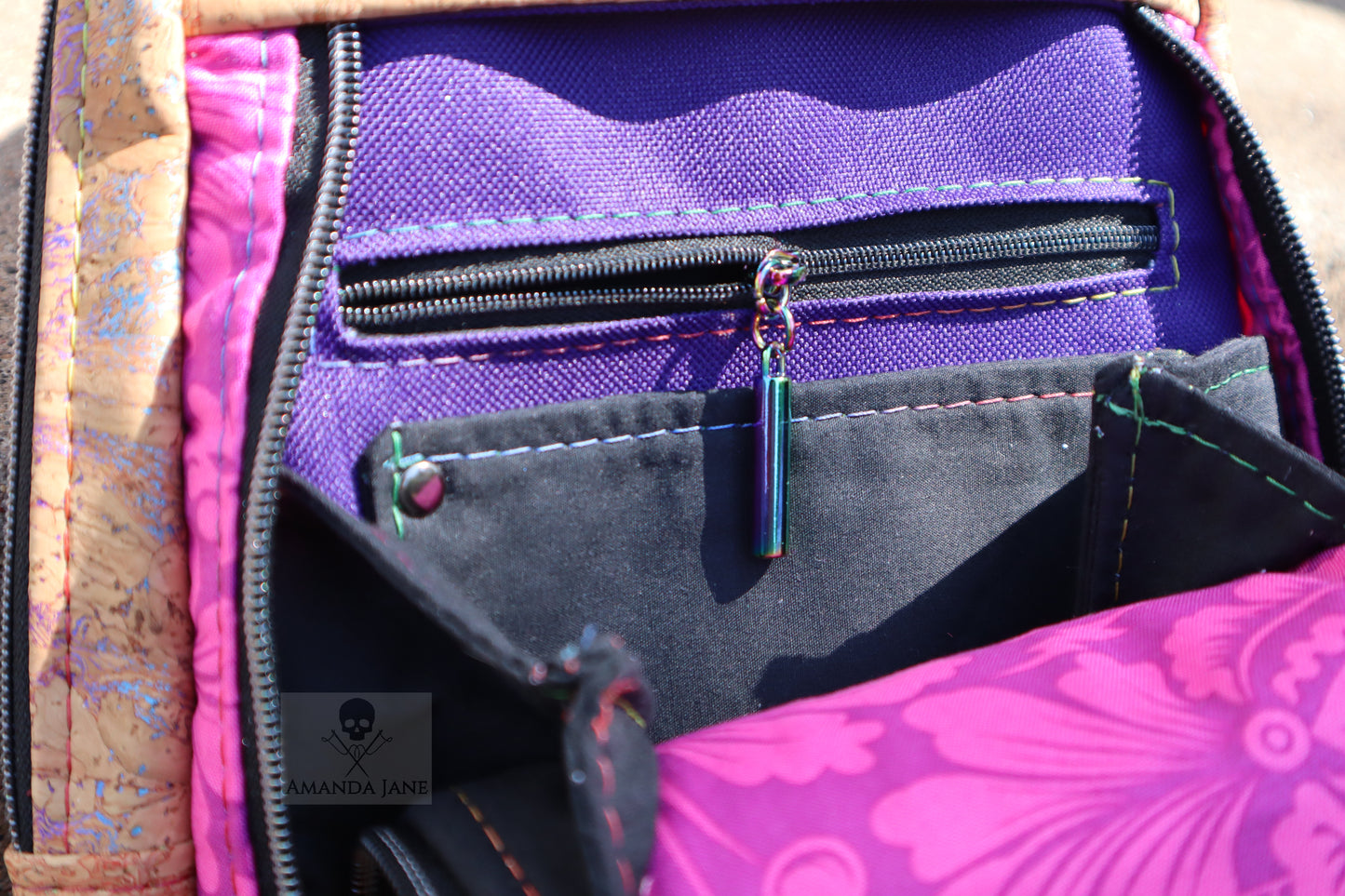 Handcrafted purse backpack shoulder sling Tula Pink