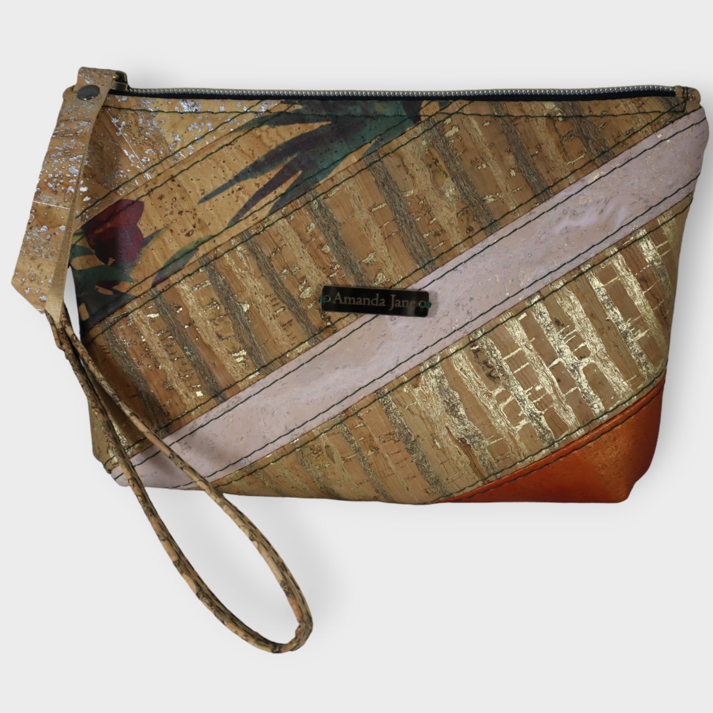 Handmade clutch wristlet crossbody purse Spanish cork