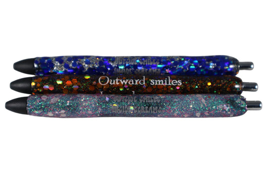 Glitter and epoxy pen REFILLABLE "Outside smiles Inside screams"