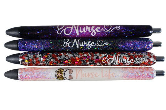 Glitter and epoxy pen REFILLABLE Nurse