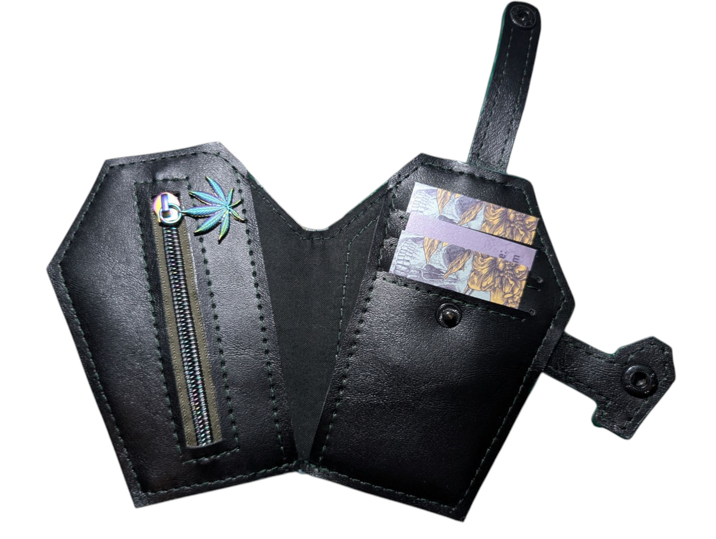 Coffin coin wallet adult leaves lady