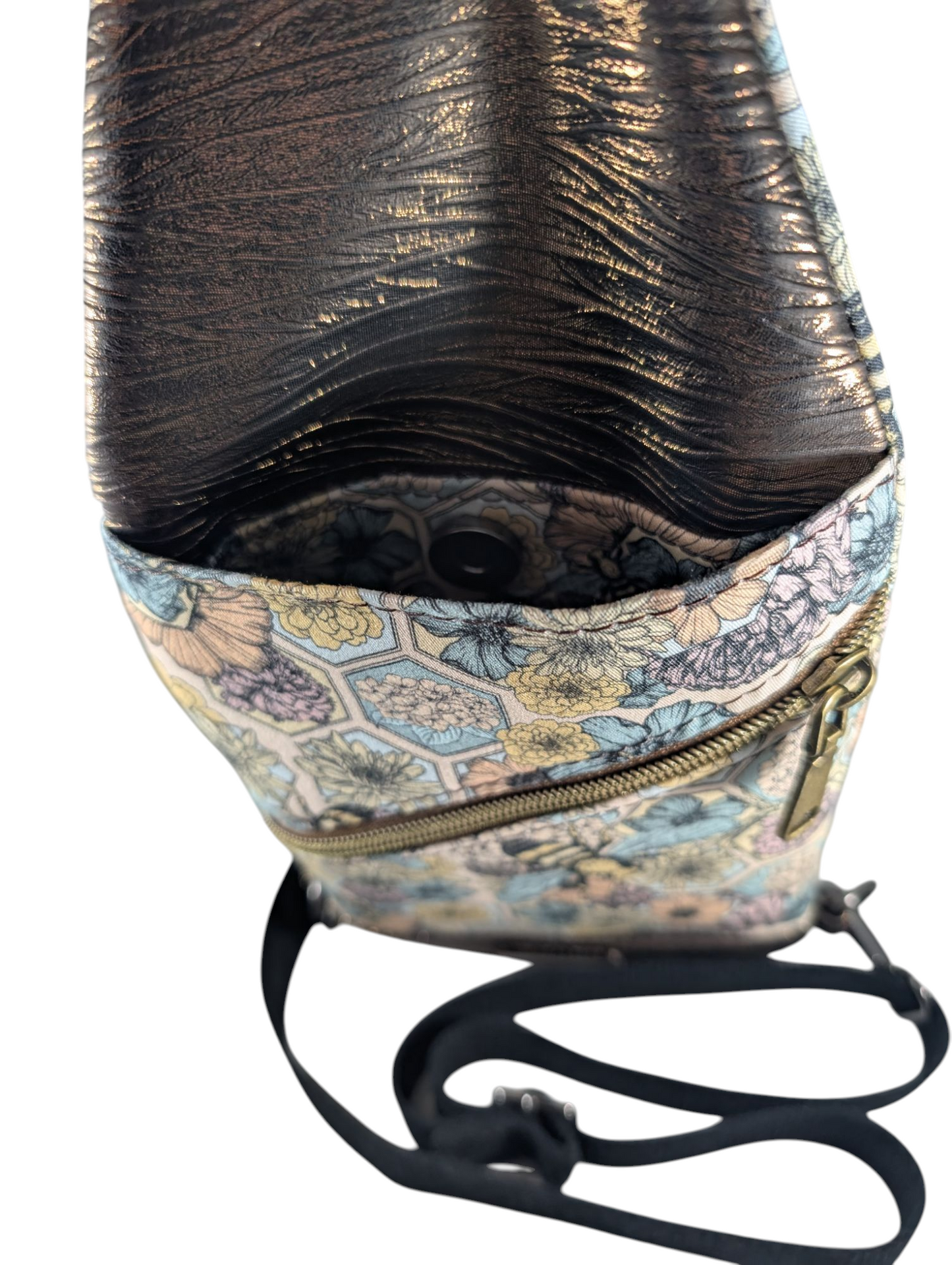 Handcrafted shoulder sling honeycomb bees