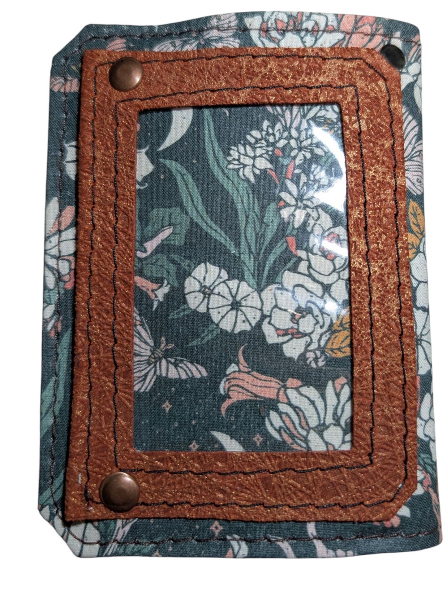 Handcrafted coin small wallet floral and moth print