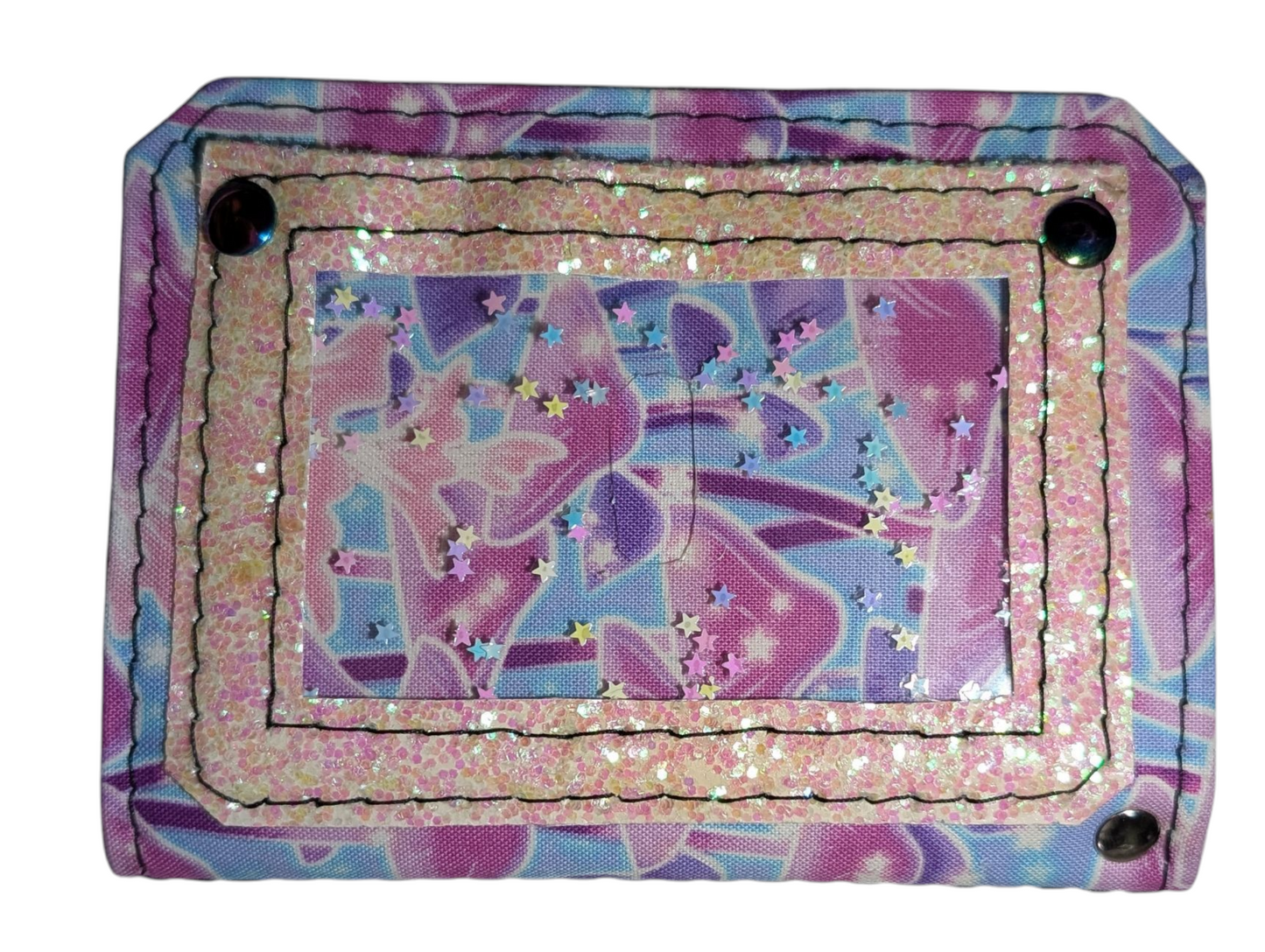 Handcrafted coin small wallet glow in the dark neon mushroom print
