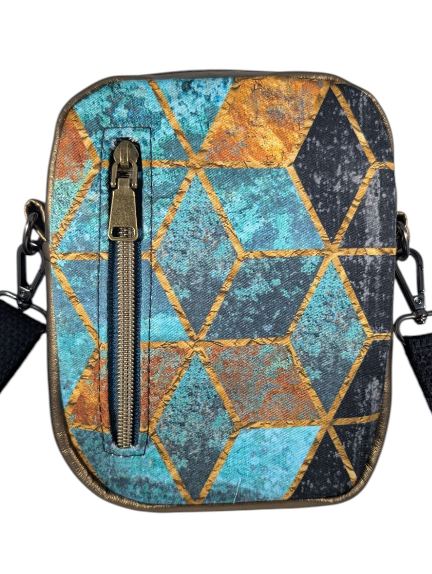 Handcrafted purse crossbody bag essentials turquoise geo