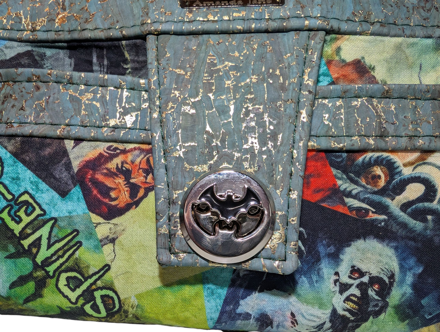 Handmade clutch wristlet retro horror movie icons