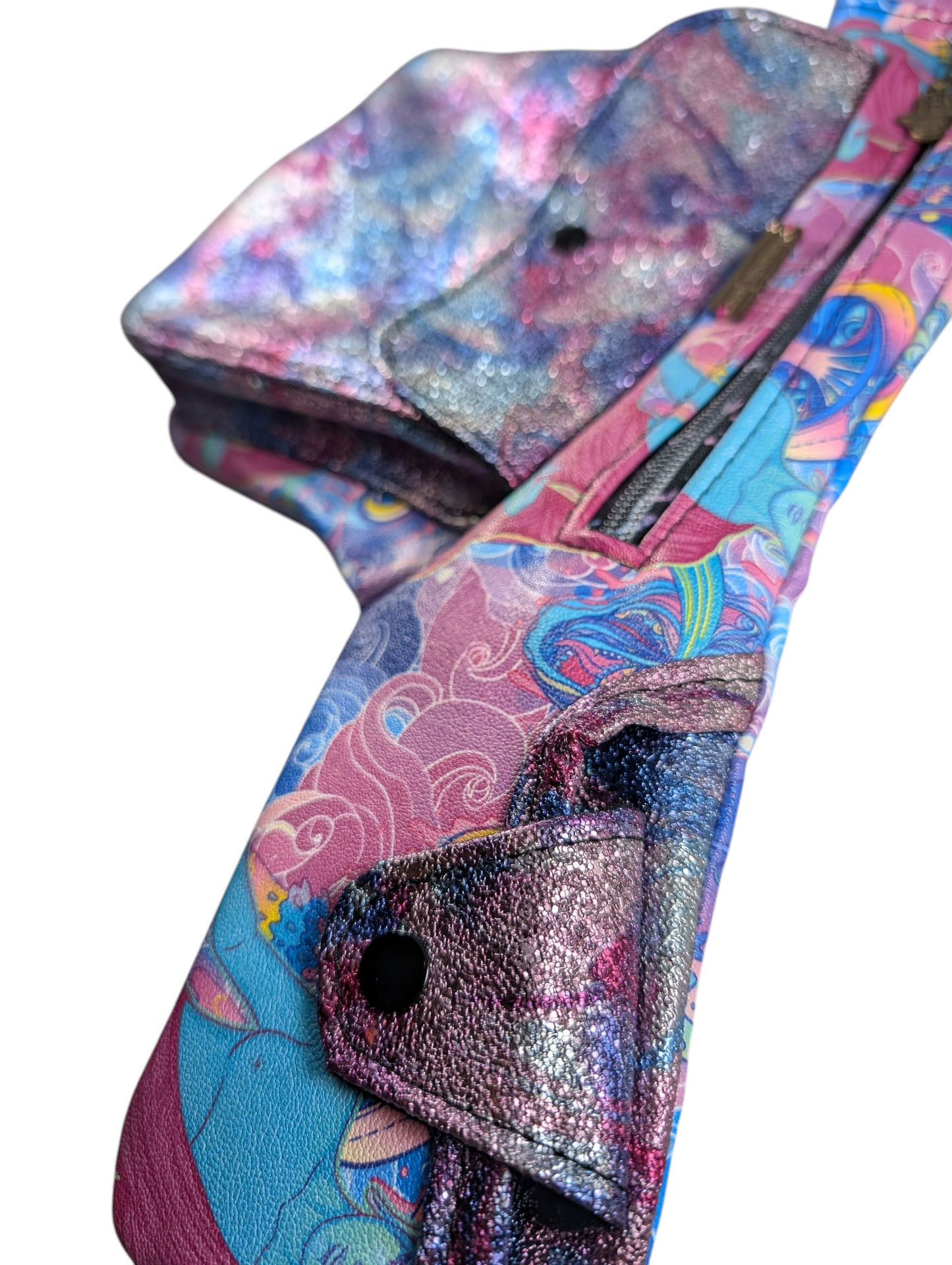 Handcrafted festival hip belt neon buddha