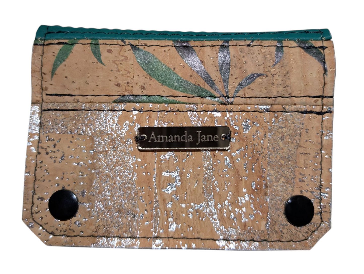 Handcrafted coin small wallet adult leaves cork print