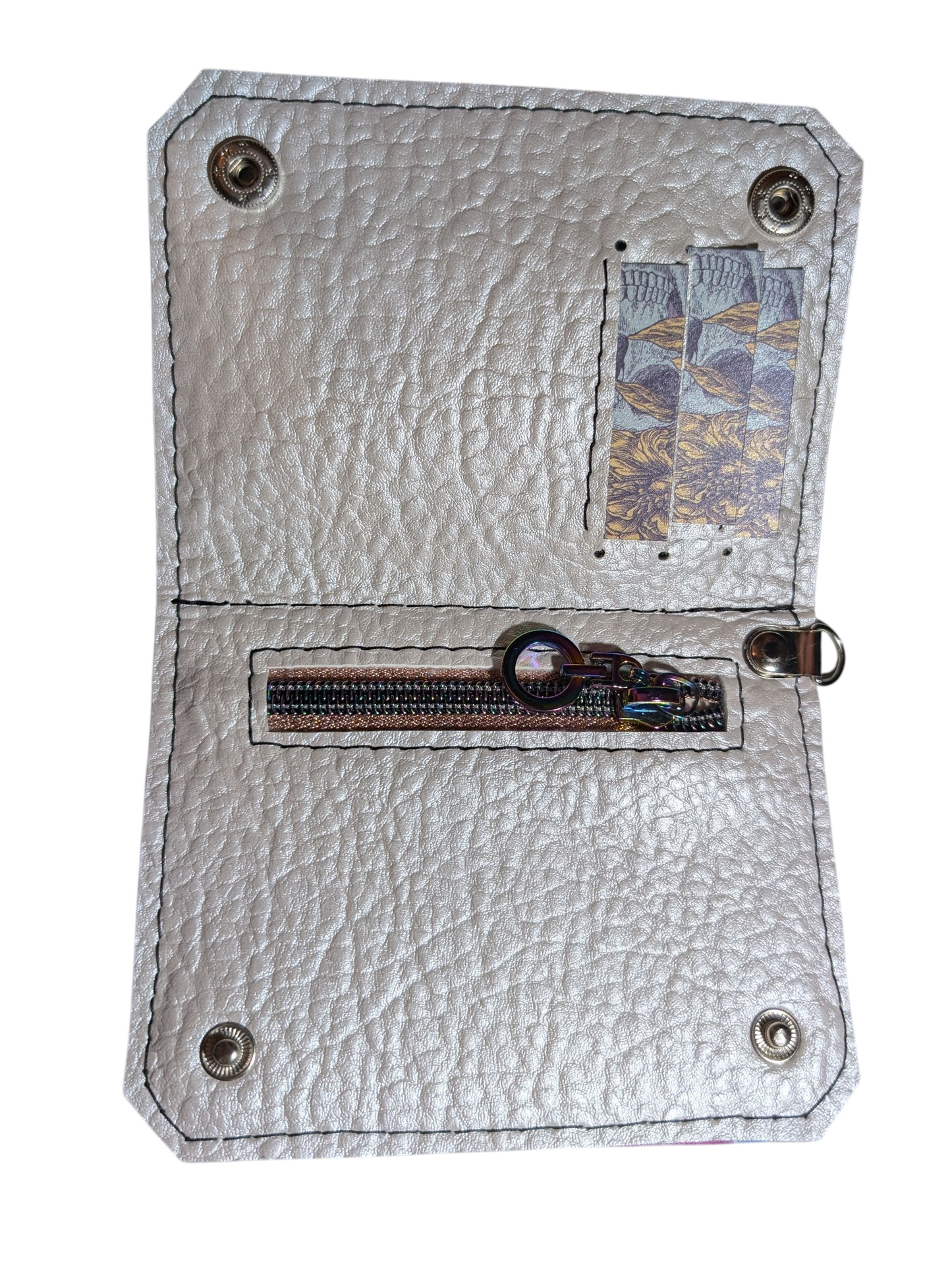Handcrafted coin small wallet glow in the dark neon mushroom print