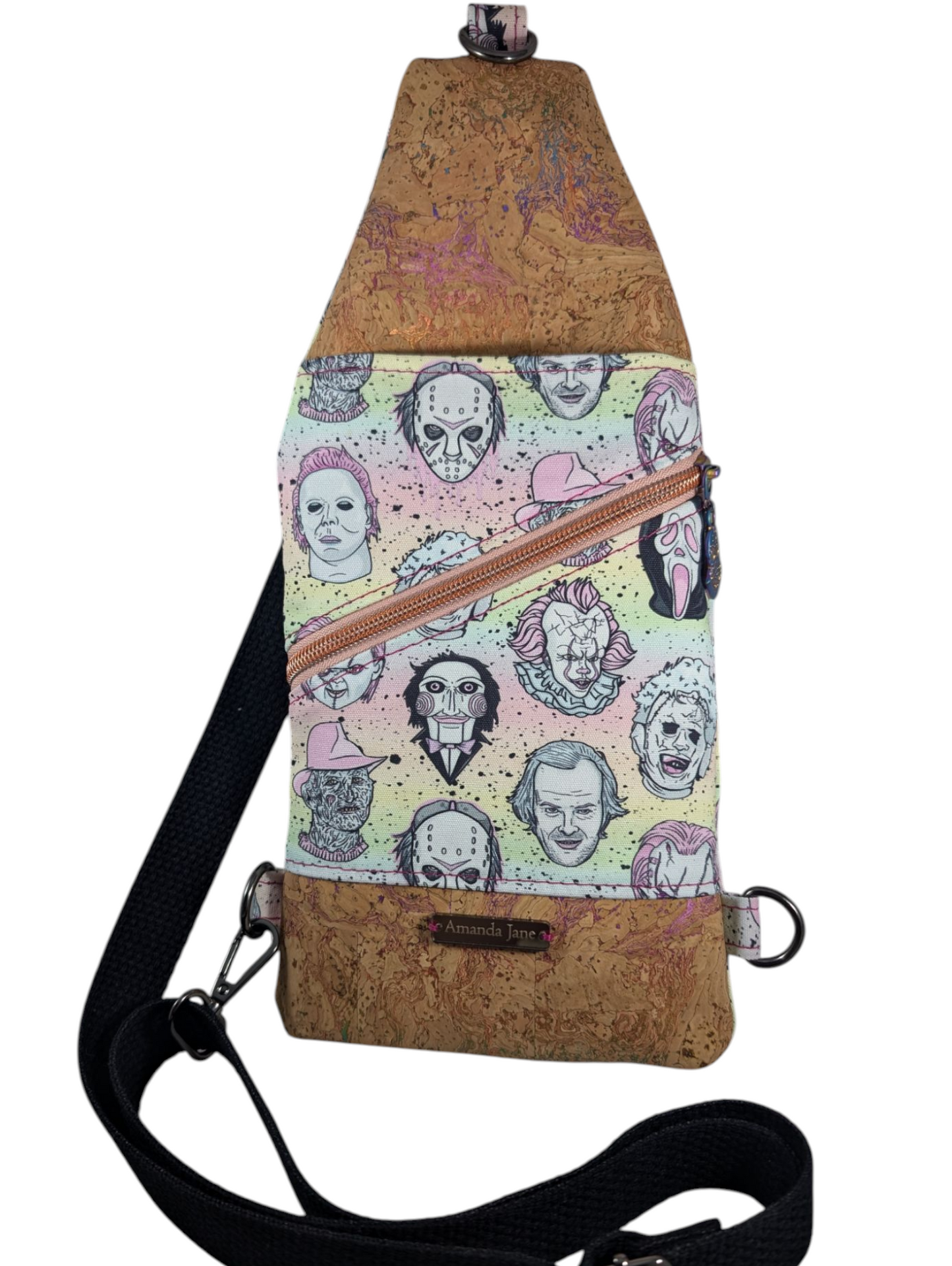 Handcrafted shoulder sling horror movie icons