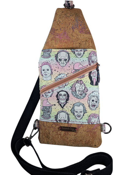 Handcrafted shoulder sling horror movie icons