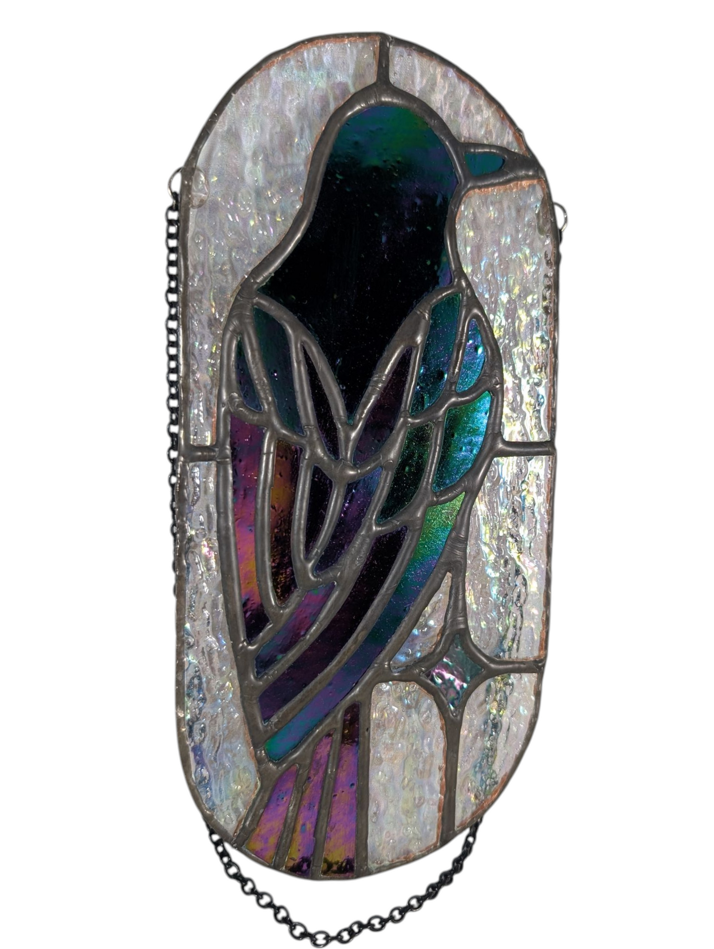 Handcrafted stained glass raven *discounted, please read*