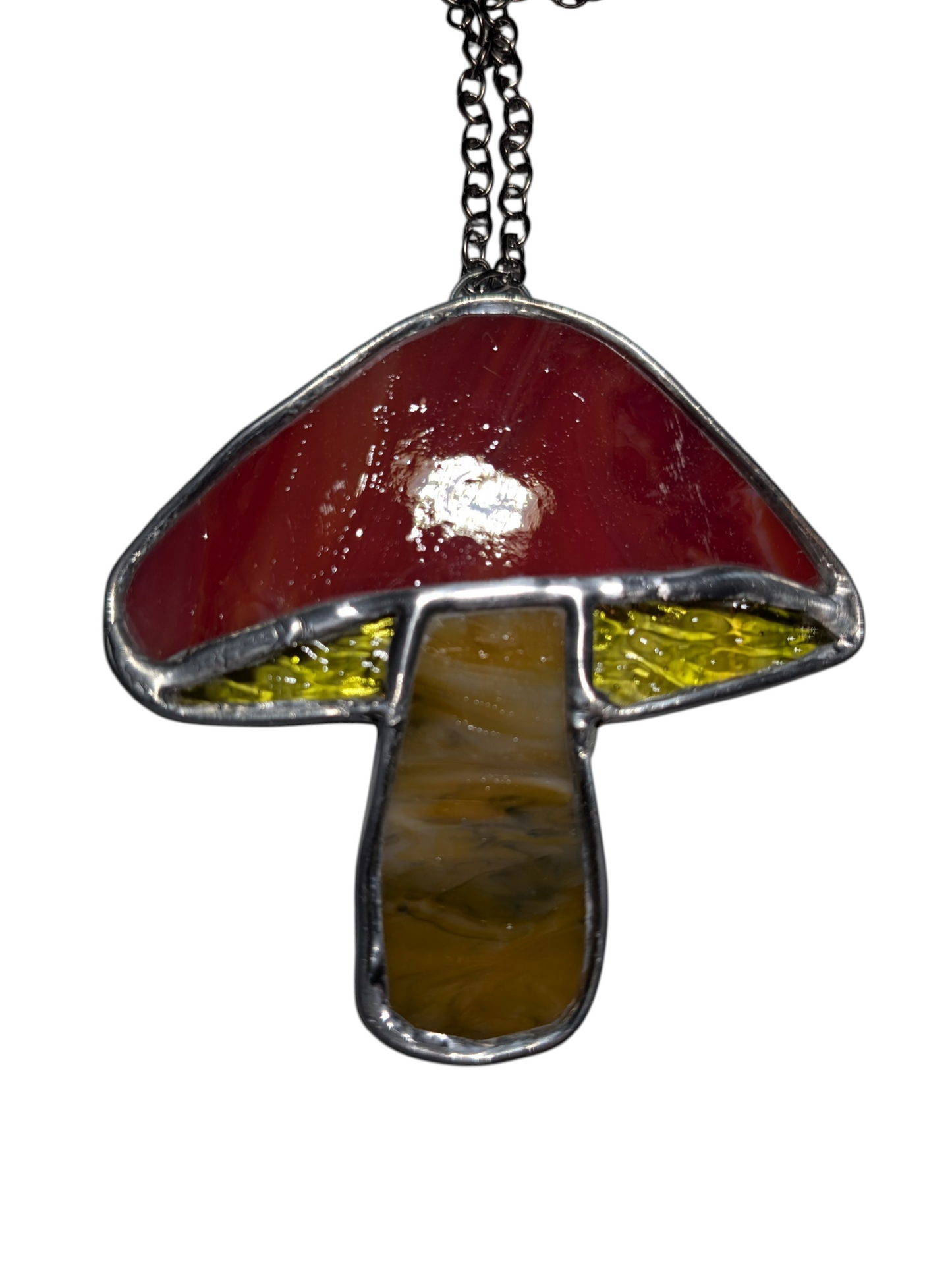 Stained glass mushroom suncatcher