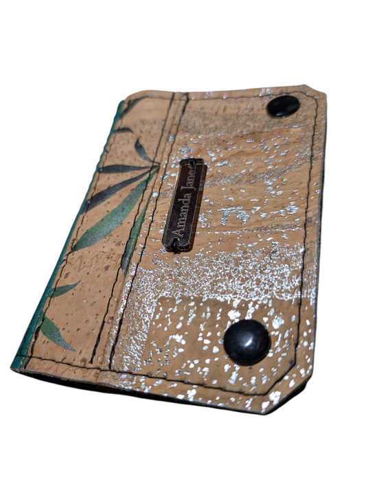 Handcrafted coin small wallet adult leaves cork print