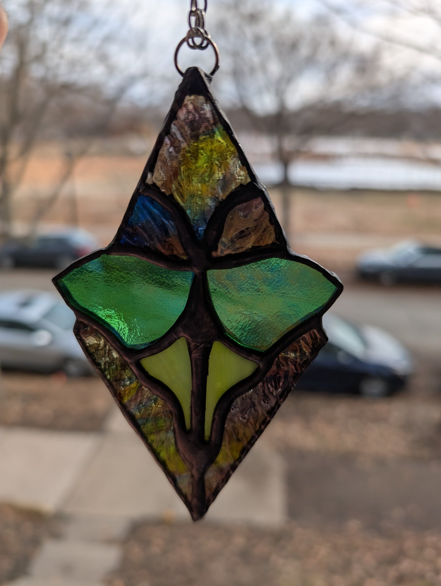 Handcrafted stained glass small Luna moth (reserved for Tessa)