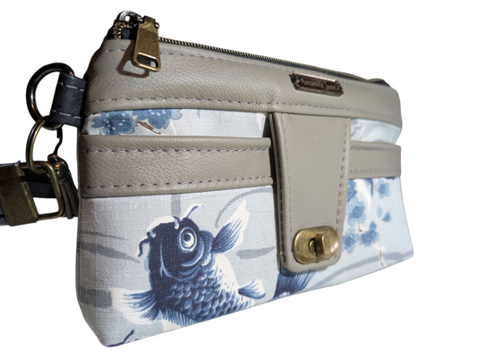 Handmade clutch wristlet with koi fish