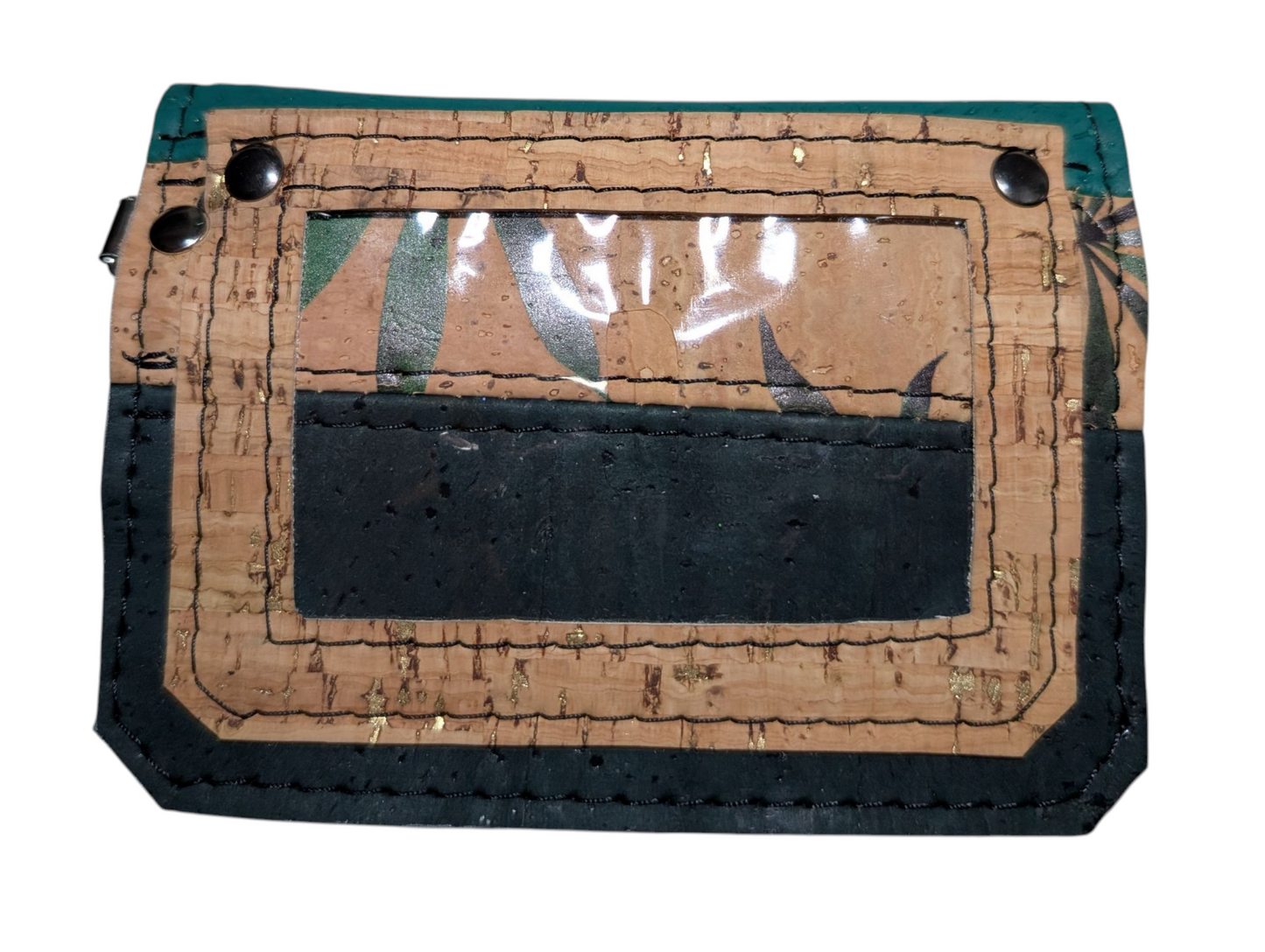 Handcrafted coin small wallet adult leaves cork print
