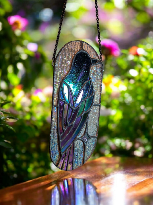 Handcrafted stained glass raven *discounted, please read*