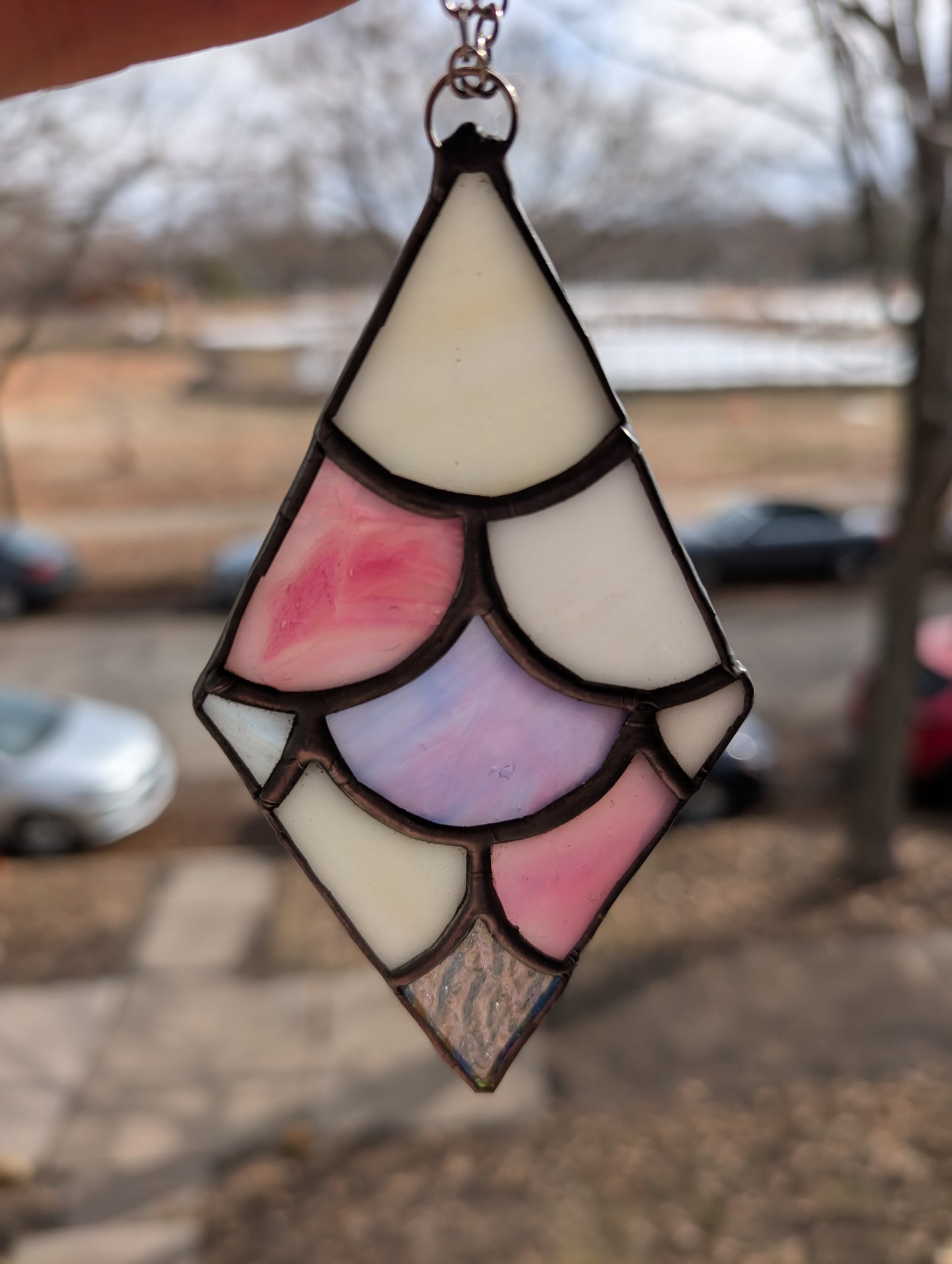 Handcrafted stained glass small mermaid scales