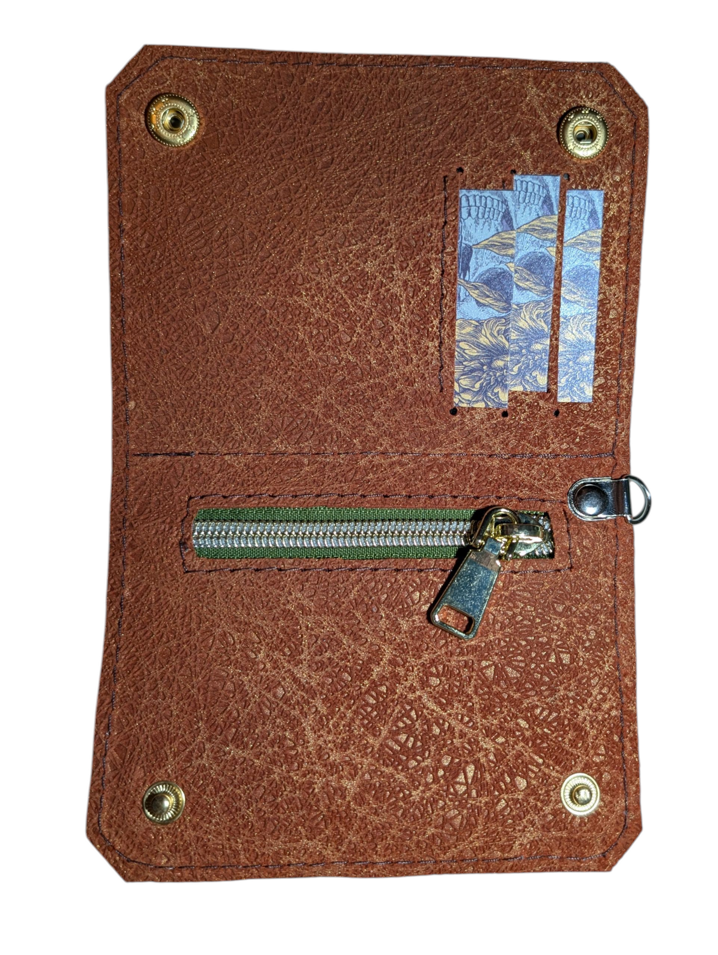 Handcrafted coin small wallet floral and moth print