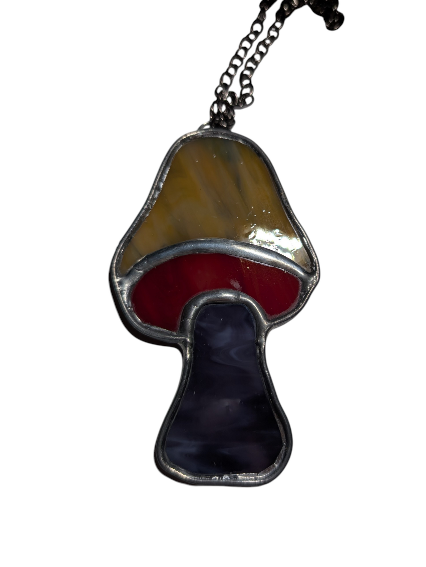 Stained glass mushroom suncatcher