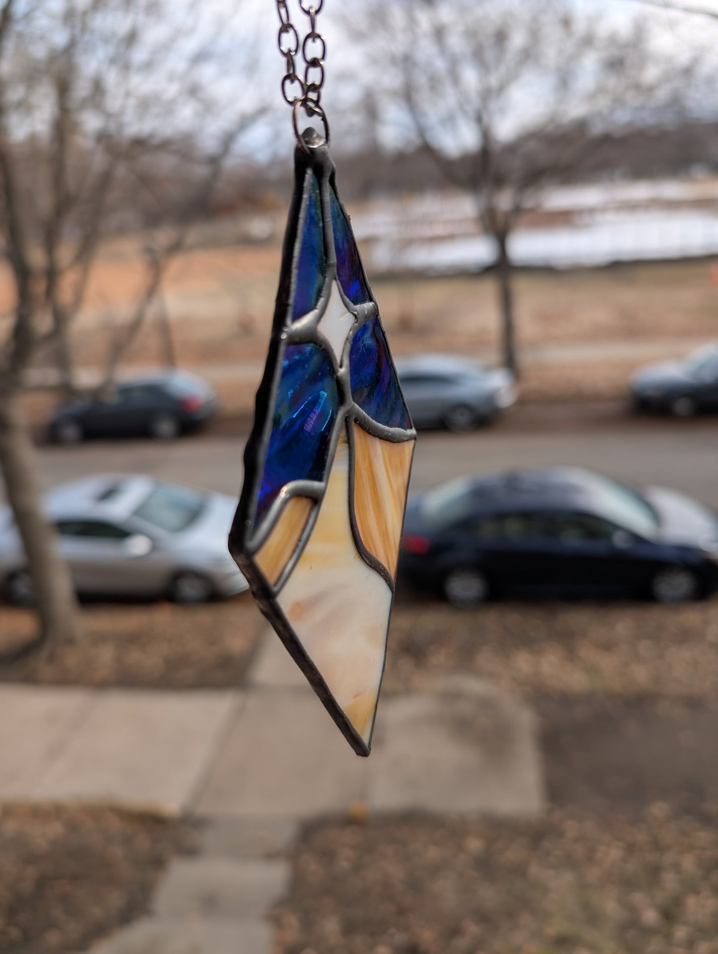 Handcrafted stained glass small desert night