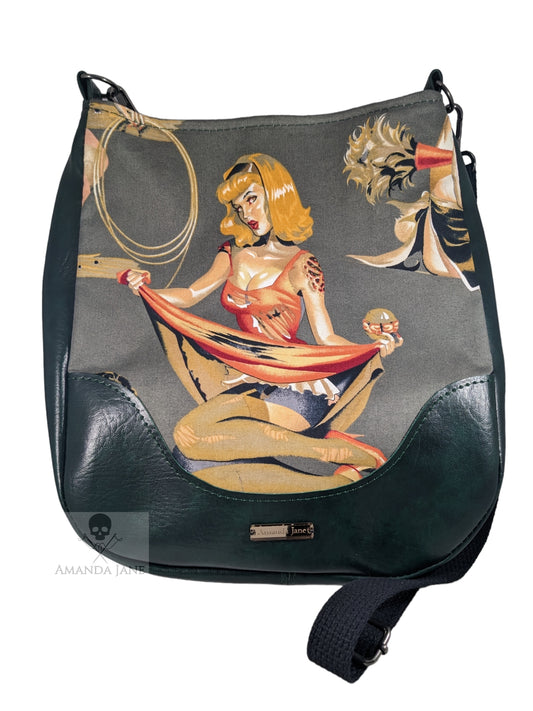 Handcrafted bag crossbody hobo slouch zombie pinup