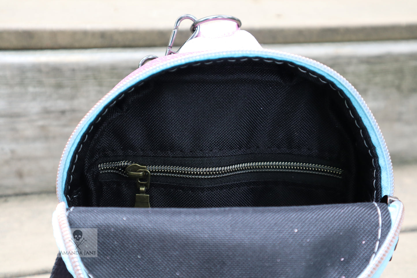 Handcrafted purse backpack shoulder sling gold moths - SMALL size