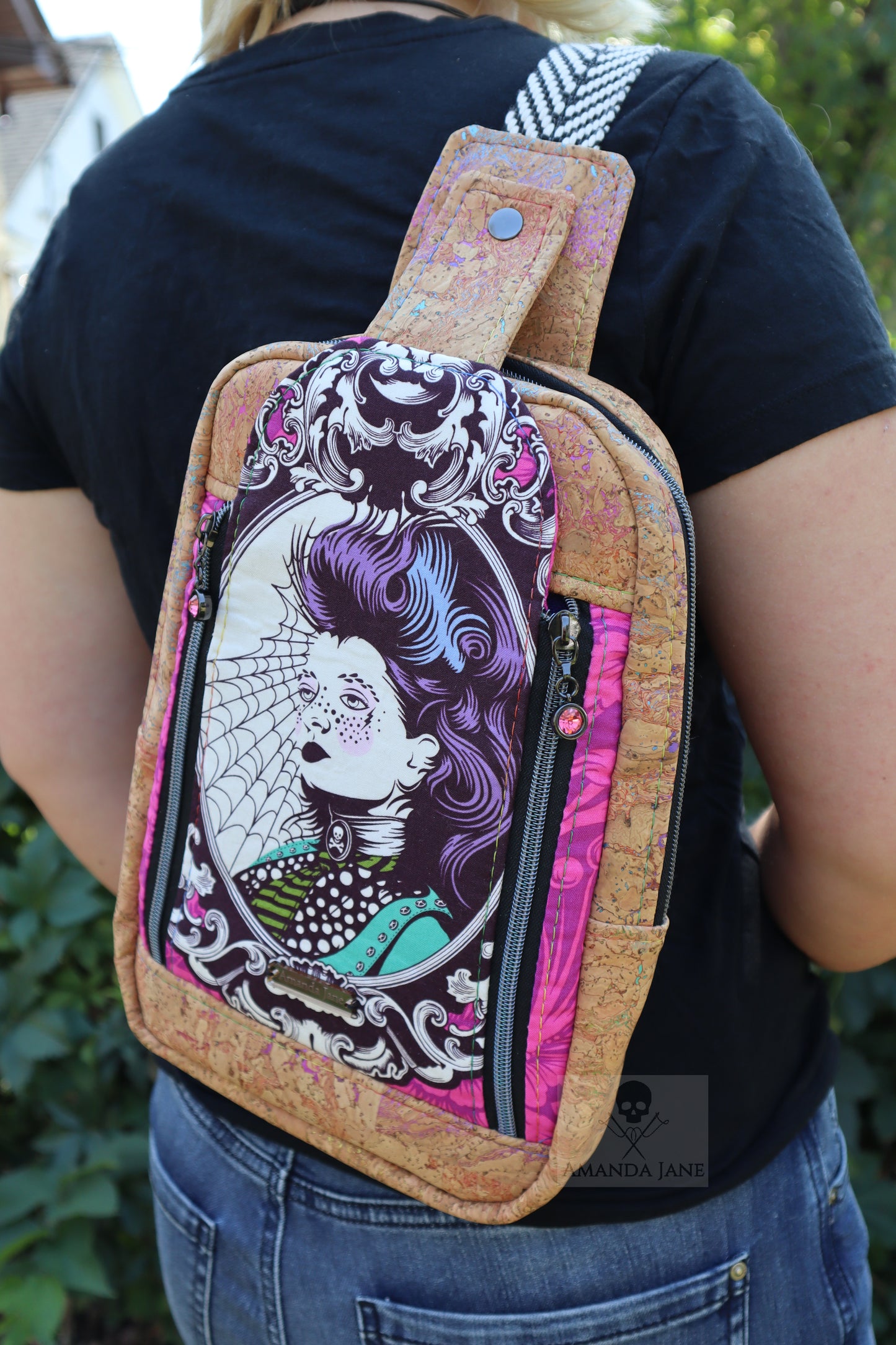 Handcrafted purse backpack shoulder sling Tula Pink