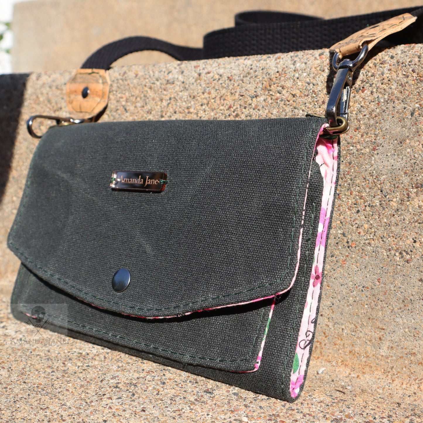 Handcrafted crossbody wallet clutch wristlet purse waxed canvas