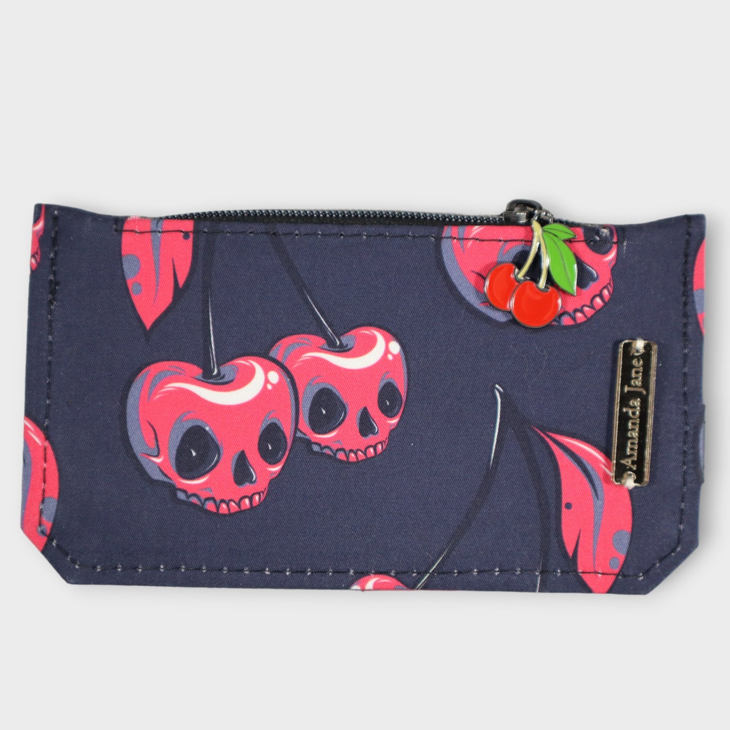 Handcrafted purse pal wallet cherry skulls