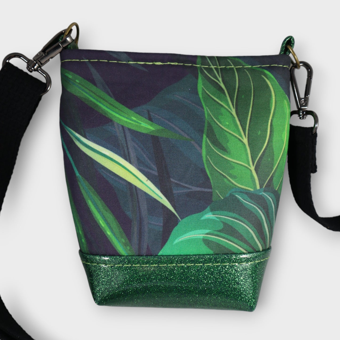 Handcrafted bag handbag TINY purse monstera leaves