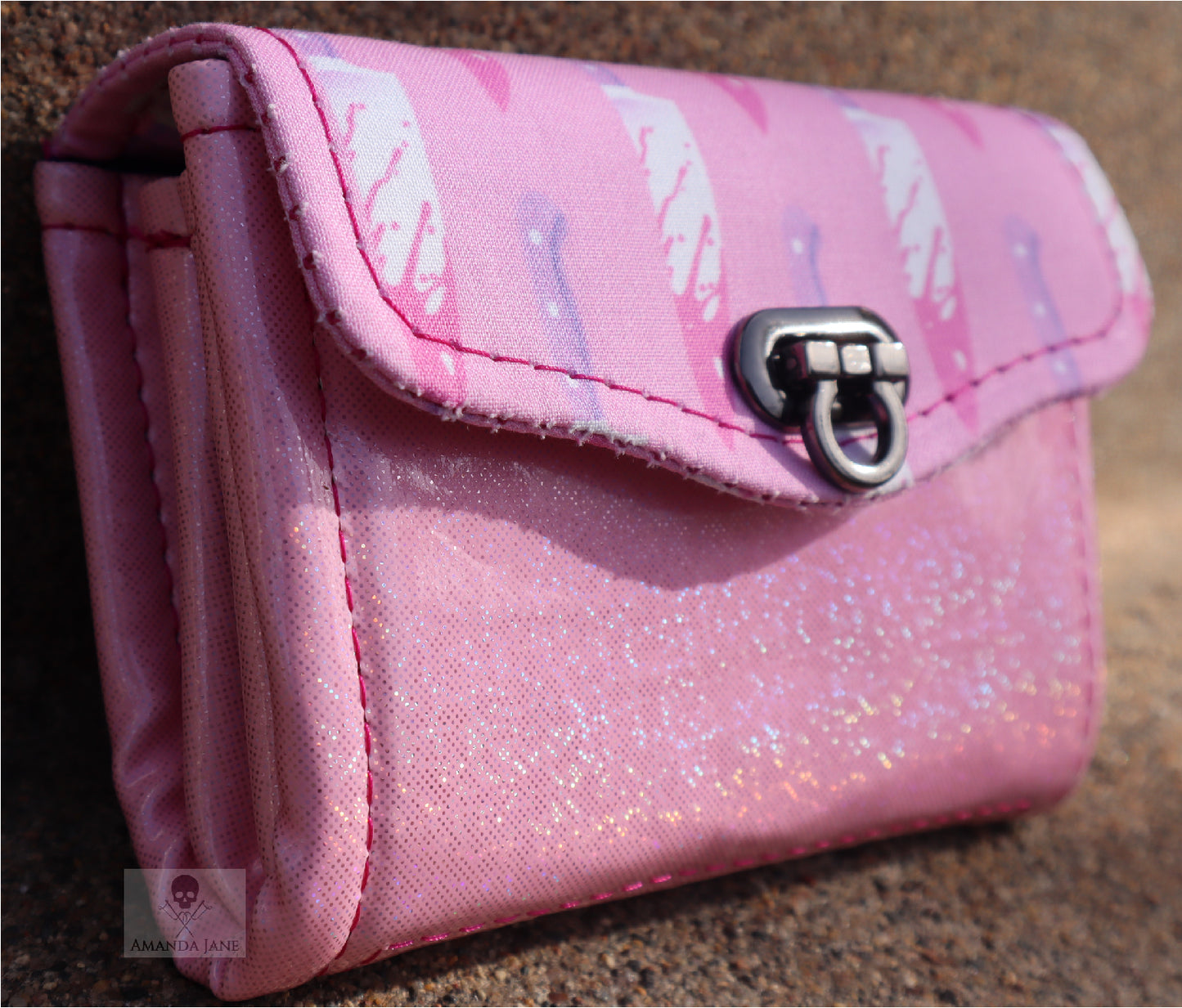 Handcrafted coin small wallet pastel goth knives