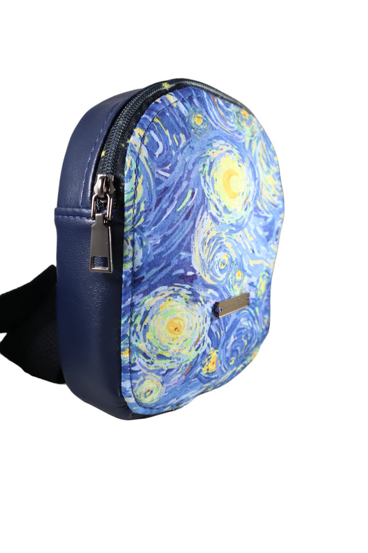 Handcrafted purse backpack shoulder sling Starry Night - SMALL size