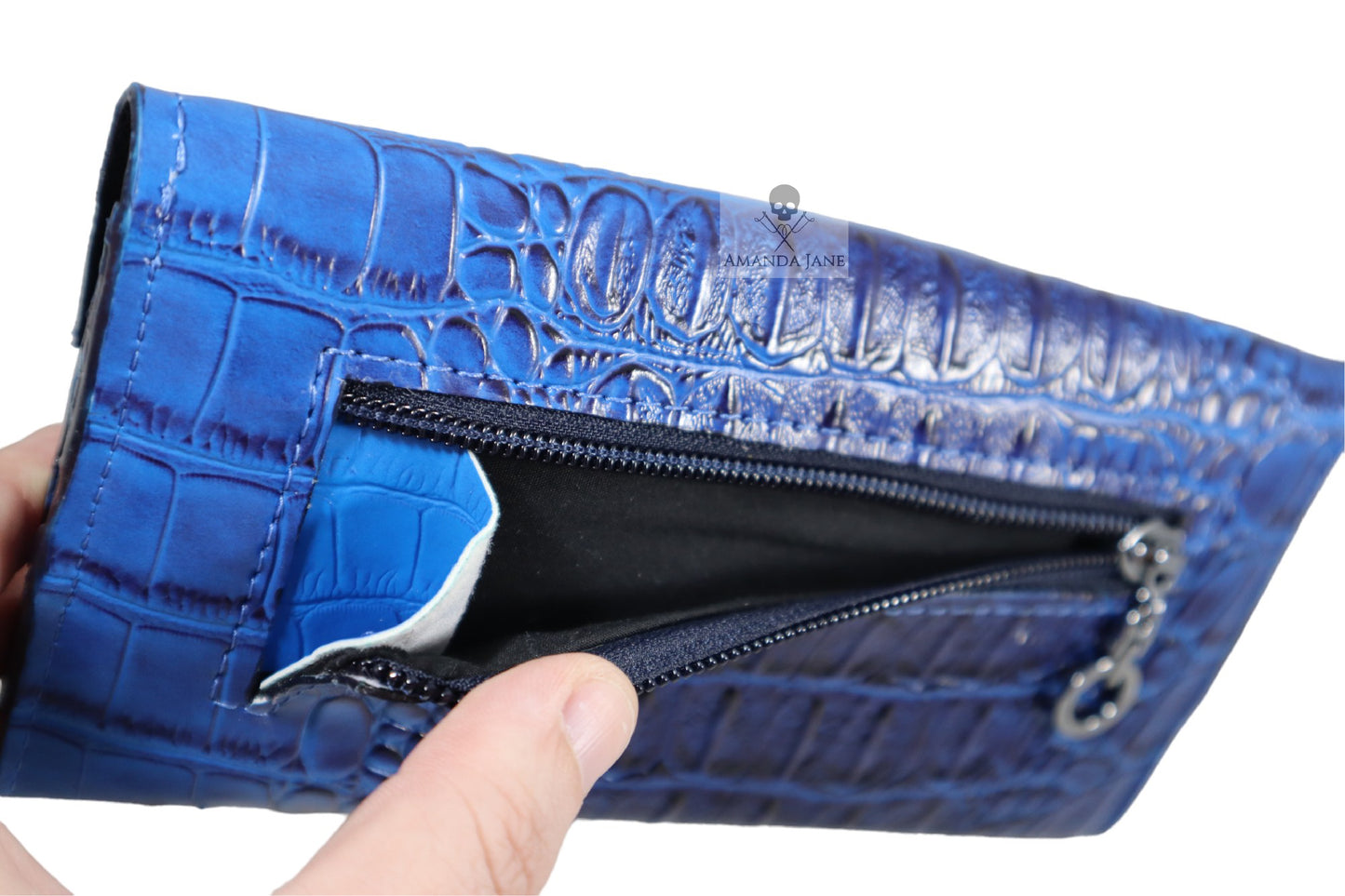 Handcrafted coin small wallet fake croc print