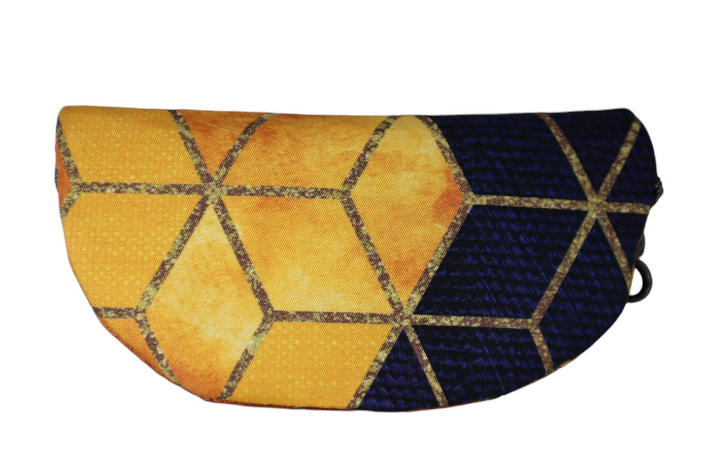 Handcrafted sunglasses case geo gold and navy