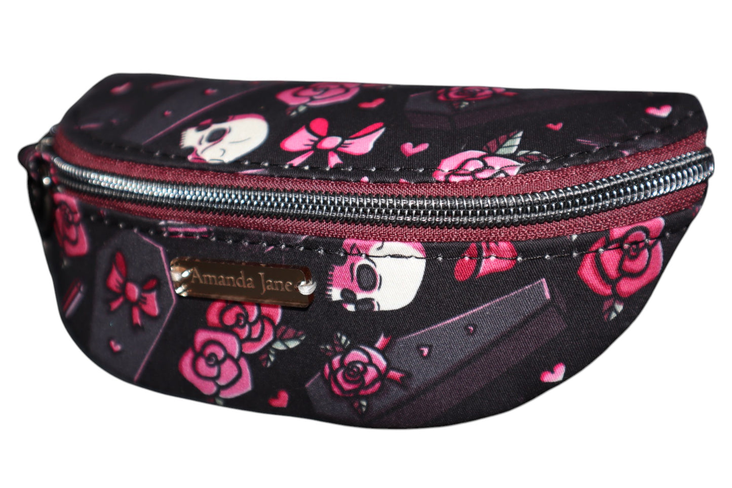 Handcrafted sunglasses case pink goth coffins