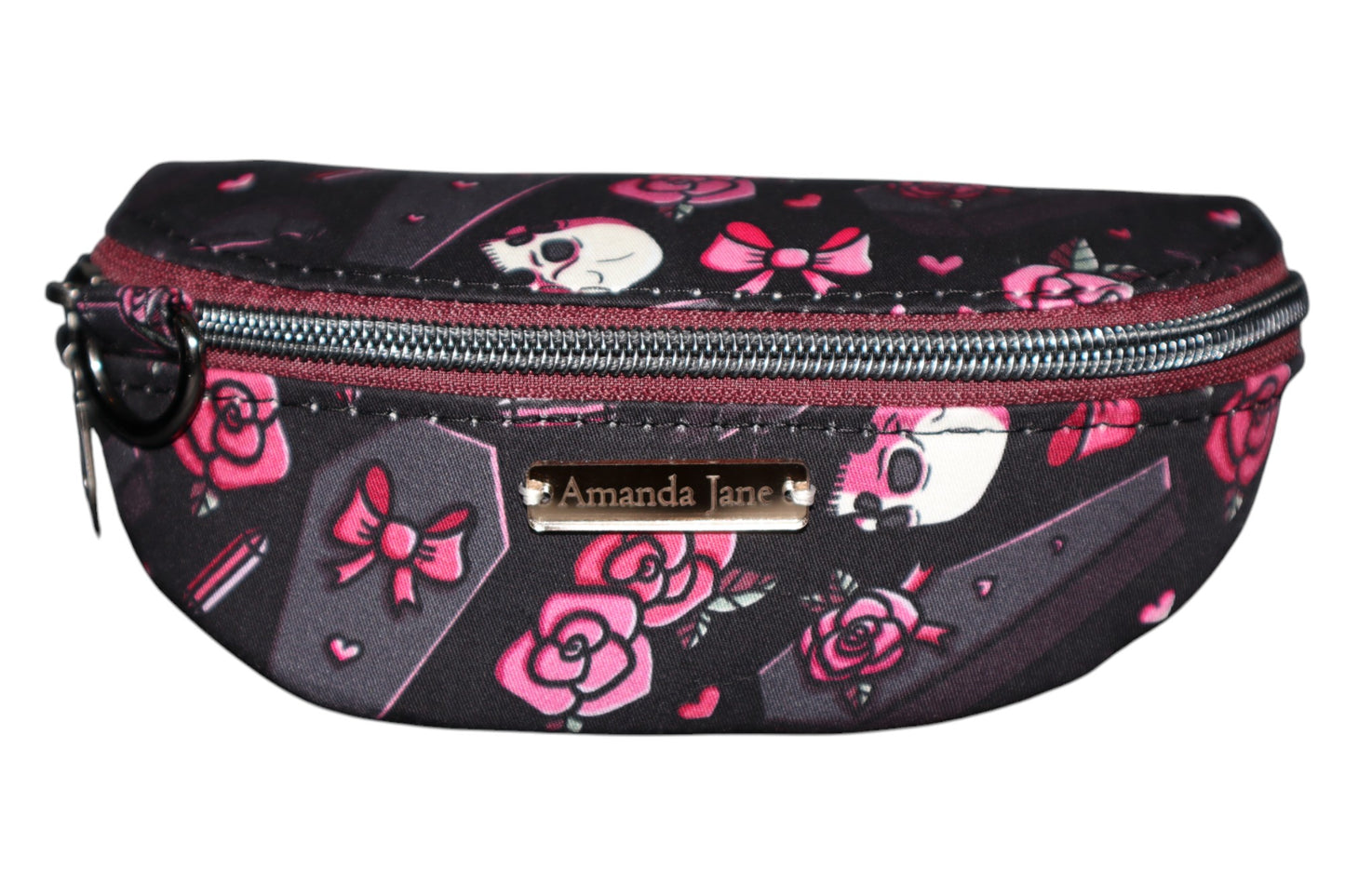 Handcrafted sunglasses case pink goth coffins