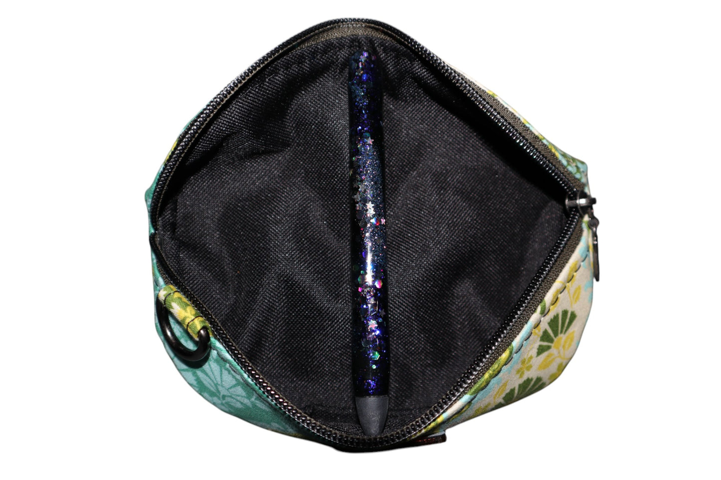 Handcrafted sunglasses case green and yellow fractal