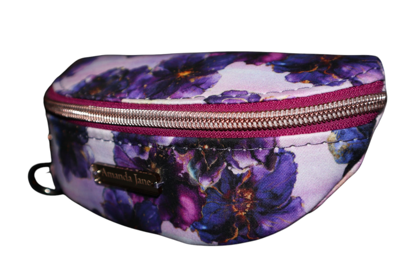 Handcrafted sunglasses case purple floral