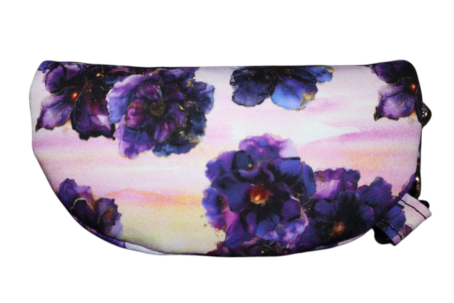 Handcrafted sunglasses case purple floral