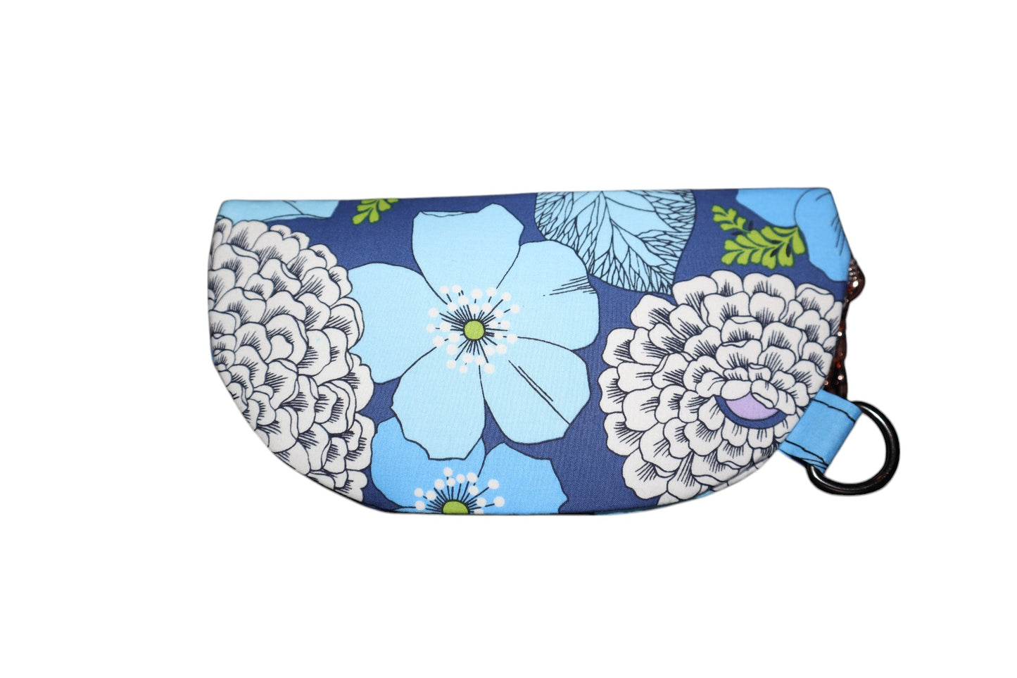 Handcrafted sunglasses case big blue floral