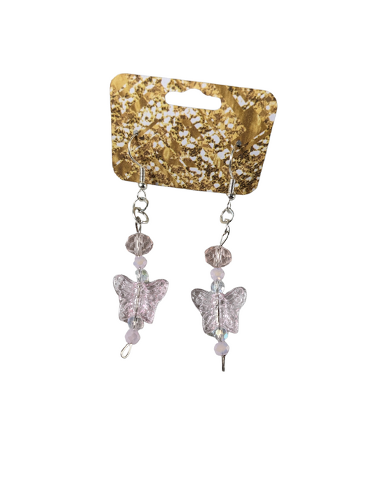 Pink butterfly earrings by Lydia