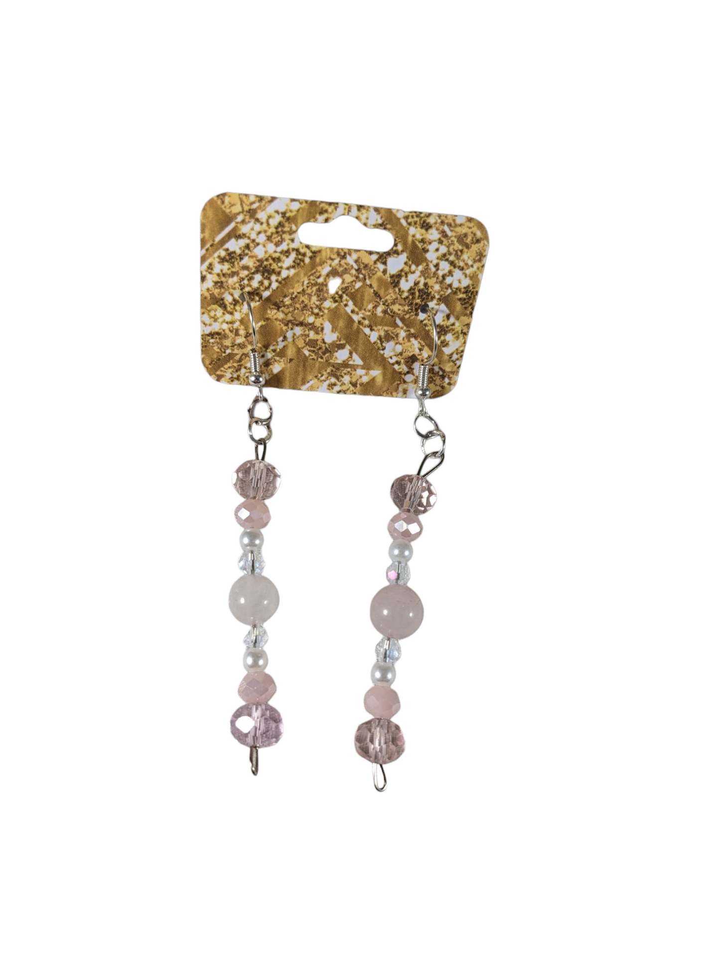 Pink quartz and white earrings by Lydia