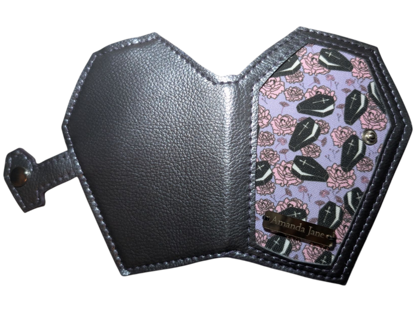 Coffin coin wallet with flowers and coffins