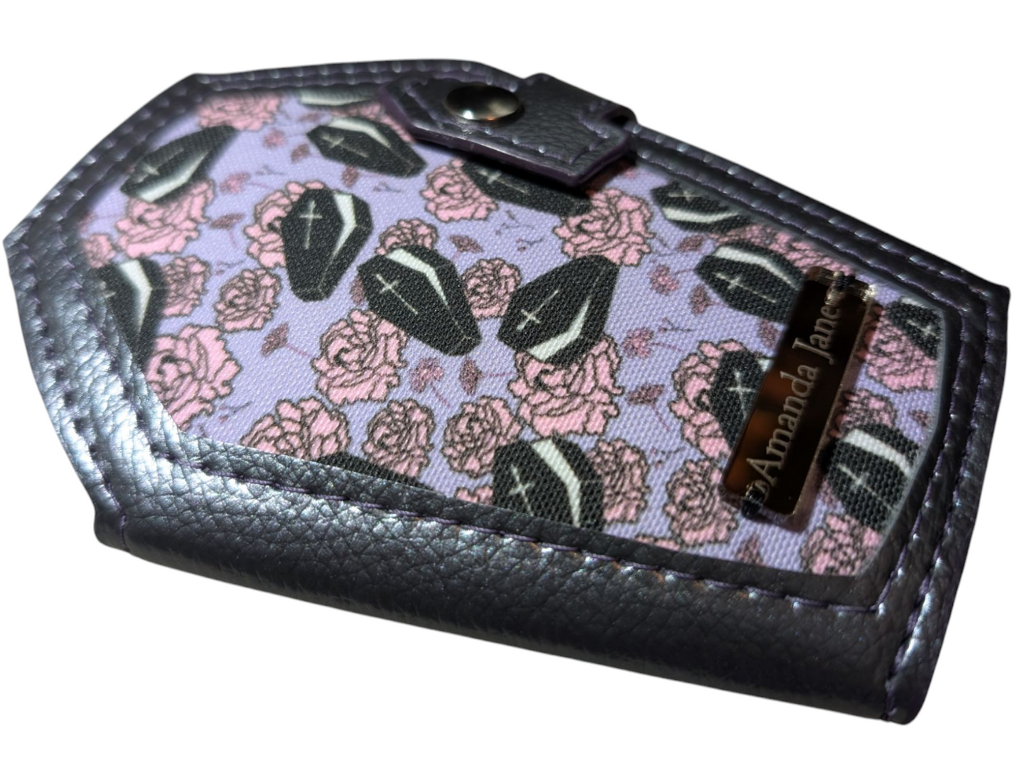 Coffin coin wallet with flowers and coffins